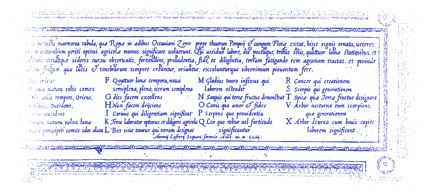 The Latin key to the relief, from the same 1564 engraving